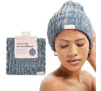 Kitsch Extra Wide Spa Headband for Makeup and Beauty Skin Care - Head Wrap Band for Washing Face and Facial - Extra Soft Hairband for Women and Girls (Misty Blue)
