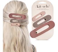 Kitsch Flat Claw Clips for Women - Strong Grip, Comfortable Design | Durable Plastic, Glossy Finish | Lay Down Claw Clip | For All Hair Types | Ideal Gifts for Women - Terracotta, 3pcs