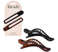 Kitsch Flat Claw Clips for Women - Strong Hold, No Slip Grip | Flat Claw Clip with Comfortable Curved Design - 2pc (Black & Tortoise)