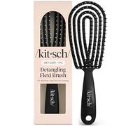Kitsch Flexible Detangle Hair Brush with Bendable Frame - Black | Flexi Flow Hairbrush for Women, Men & Kids, Detangling Brushes, Curl Defining Brush for Wet or Dry Strands