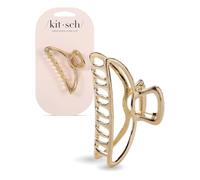 Kitsch Large Claw Clip for Thick Hair - Big Open Shape Gold Hair Clips for Women | Stylish Metal Hair Clips for Thick Hair | Gold Hair Clip for Thin Hair | Metal Hair Claw Clip for Girls (Gold)