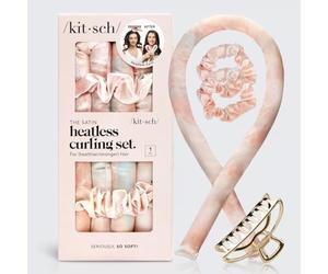 Kitsch Heatless Satin Curler Set - 4pc Gold Claw Clip & Heatless Hair Curler SunsetTieDye