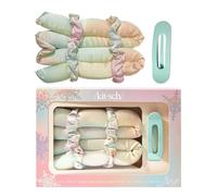 Kitsch Holiday Hair Hero XL Satin Heatless Styling & Flat Lay Claw - Heatless Curls & Waves, Extra Large Curling Rods, Satin Scrunchies & Claw Clip for Hair Protection & Comfort - 4 pcs set, Aura