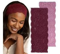 Kitsch Lace Wide Headbands for Women 2pc - Cherry Lacquer & Dusty Pink
