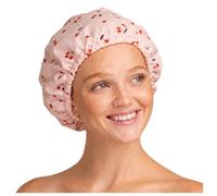 Kitsch Luxury Shower Caps for Women, Reusable and Waterproof - Cherry