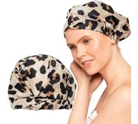 Kitsch Luxury Shower Caps for Women, Reusable and Waterproof - Leopard | Flexi Satin Lined Large Shower for Men and Women, Non-Slip & Quick Dry, Adjustable & Stylish Hair Cap for Long & Short Hair