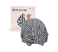 Kitsch Luxury Shower Caps for Women - Reusable Large Shower Cap for Long Hair with Non Slip Silicon Grip | Extra Large Shower Cap with One Size Fits Most | Stylish Shower Hat (BlackWhiteStripe)