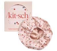 Kitsch Luxury Shower Caps for Women Reusable Waterproof - Flexi Satin Lined, Large Shower Cap for Men, Non-slip, Quick-dry, Adjustable, Stylish Hair Cap for Long & Short Hair - Cherry Print