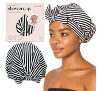 Kitsch Luxury Shower Caps for Women Reusable Waterproof - Large Shower Cap for Women, Non-slip, Quick-dry Hair Cap for Long and Short Hair, Comfortable and Stylish Design - Stripe