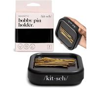Kitsch Magnetic Bobby Pin Holder, 100% Vegan Storage for Hair Pins, Stylish Paperclip Holders for Desk (Black)