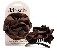 Kitsch Medium Satin Rosette Flat Claw Clips for Women - Stylish Flat Hair Clips, Strong Hold for Thick & Fine Hair | Non-Slip for Secure, Comfortable All-Day Wear | Ideal Gifts for Women - Chocolate