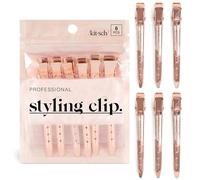 Kitsch Metal Duck Billed Hair Clips - Hair Styling Clips for Sectioning, Cutting, Coloring, Blow Drying and Makeup | Salon Quality Accessories - 6pcs (Rose Gold)