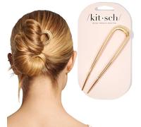 Kitsch Metal French Hair Pin for Women - Gold U Shaped Pin for Thick and All Hair Types, Sticks for Buns, Twist, Fork - 1pc