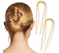 Kitsch Metal French Hair Pin for Women, Hair Fork for Buns, French Twist Pin for Easy Hairstyle, Perfect for Long and Thick Hairs - 2pcs Gold