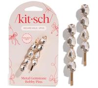 Kitsch Metal Gemstone Bobby Pins 2pc Set - White