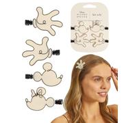Kitsch & Mickey/Minnie Creaseless Hair Clips for Women - No Crease, No Bend Hair Clips for Styling, Bangs, Makeup Application, Face Wash - Cream, 4 Pcs
