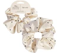 Kitsch & Mickey/Minnie Fabric Rhinestone Scrunchies for Girls and Women, Hair Scrunchies for All Hair Types, Perfect for Updo | Ideal Gifts for Women (Cream) - 1 Piece