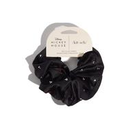 Kitsch & Mickey/Minnie Fabric Rhinestone Scrunchies for Women, Hair Scrunchies for All Hair Types, Recycled Polyester, Perfect for Updo or Half Up Ponytail | Ideal Gifts for Women (Black) - 1 Piece