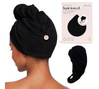 Kitsch Microfiber Hair Towel Wrap for Women - Black | Ultra Absorbent Microfiber Hair Towels for All Hair Types, Anti-Frizz Hair Wrap Towels, Great Hair Care Gifts for Women