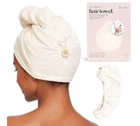 Kitsch Microfiber Hair Towel Wrap for Women - Ivory | Ultra Absorbent Microfiber Hair Towels for All Hair Types, Anti-Frizz Hair Wrap Towels, Great Hair Care Gifts for Women
