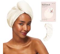 Kitsch Microfiber Hair Towel Wrap for Women - Ultra Absorbent Microfiber Bath Towels for Wet, Curly, Long or Short Hair - Anti-Frizz Hair Wrap, Great Hair Care Gifts for Women - Ivory