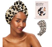 Kitsch Microfiber Hair Towel Wrap for Women - Ultra Absorbent Microfiber Bath Towels for Wet, Curly, Long or Short Hair - Anti-Frizz Hair Wrap, Great Hair Care Gifts for Women - Leopard