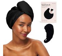 Kitsch Microfiber Hair Towel Wrap for Women - Ultra Absorbent Microfiber Bath Towels for Wet, Curly, Long or Short Hair - Anti-Frizz Hair Wrap, Great Hair Care Gifts for Women - Black