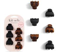 Kitsch Mini Claw Clips for Women - Stylish Small Hair Clips for Kids | Stays In Place Without Pulling or Snagging | Durable Plastic & Sturdy For Everyday Styling - Tortoise & Black, 6 Pcs