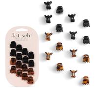 Kitsch Mini Hair Clips for Women - Stylish Small Hair Clips for Children | Hold without Pulling or Snagging | Durable & Robust Plastic - Tortoiseshell & Black, Pack of 16