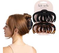 Kitsch Octopus Hair Clips for Women 2pcs - Black & Tortoise | Large Claw Clips for Thick Hair, Durable Recycled Plastic, Slip-Free Grip, Ideal Gifts for Women & Teen Girls