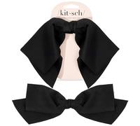 Kitsch Recycled Fabric Bow Hair Clips for Women, Oversized Hair Bow Clip, Coquette Bows for Hair, Cute Ribbon Bow Clip, Elegant Clip Bows for Girls, Big Bows for Classic Elegant Style, 1pc Black