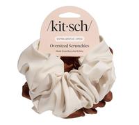Kitsch Recycled Fabric Oversized Scrunchies 2pc Set- Camel & Cream
