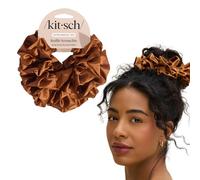 Kitsch Recycled Fabric Ruffle Scrunchie- Camel