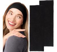 Kitsch Ribbed Wide Headband for Women 2pc - Black