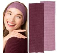 Kitsch Ribbed Wide Headbands for Women 2pc - Cherry Lacquer & Dusty Pink