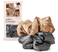 Kitsch Satin Hair Scrunchies for Women 2pcs - Charcoal & Gold