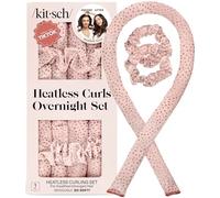 Kitsch Satin Heatless Curlers Set - Heatless Curls Overnight with 34" Hair Curler & 2 Satin Scrunchies, Comfortable No Heat Hair Curlers to Sleep In for Frizz-Free & Non-Damage Styling - Micro Dot