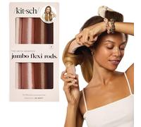 Kitsch Satin Heatless Curling Rod - Jumbo Flexi Rod for Overnight Curls, Soft Hair Curlers to Sleep In, No Heat Curls for Short Hair, 4pcs - Rosewood
