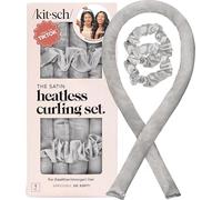 Kitsch Satin Heatless Curling Set - Heatless Hair Rollers & Curler Headband | Sleep in Curls (Silver)