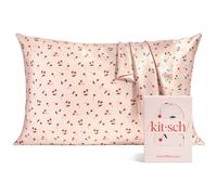Kitsch Satin Pillowcase, Softer Than Silk Pillow Cases Queen, Cooling Pillow Covers, Satin Pillowcase w/Zipper for Hair, Skin & Quality Sleep, Wrinkle-Free & Smooth, Queen Size 19"x26", Cherry Print