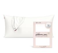 Kitsch Satin Pillowcase with Zipper for Hair & Skin, Softer Than Silk Pillow Cases King, Smooth Pillow Covers, Machine Washable, Wrinkle-Free, Cooling Satin Pillow Case King Size 19"x36", Ivory