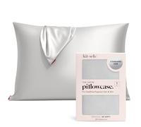 Kitsch Satin Pillowcase with Zipper for Hair & Skin, Softer Than Silk Pillow Cases Queen, Smooth Pillow Covers, Machine Washable, Wrinkle-Free, Cooling Satin Pillow Cases Standard Size 19"x26", Silver