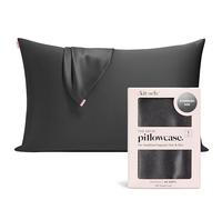 Kitsch Satin Pillowcase with Zipper for Hair & Skin, Softer Than Silk Pillow Cases, Smooth Pillow Covers, Machine Washable, Wrinkle-Free, Cooling Satin Pillow Cases Standard Size 19"x26", Charcoal