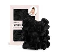 Kitsch Satin Scrunchies - Softer than Silk Scrunchies for Women | Cute Hair Ties & Hair Scrunchies for Hair | Stylish Scrunchie for Teens | Scrunchies for Girls | Ponytail Holders, 5pc (Black)