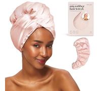 Kitsch Satin Wrapped Microfiber Hair Towel - Fast Dry Curly Hair Wraps for Women Wet Hair | Microfiber Towel for Hair | Hair Drying Towel Wrap | Hair Towels for Women | Turban for Wet Hair (Blush)