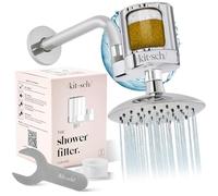 Kitsch Shower Filter Head for Hard Water - Water Softener Shower Head, Improves Hair, Nails & Skin, Removes Chlorine, Heavy Metals & Harmful Substance, Neutralize Odors, Easy Installation - Chrome