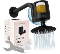 Kitsch Shower Head Filter for Hard Water - Water Softerner for Shower, Hardwater Filter for Showerhead, Improves Hair,Nails & Skin, Removes Chlorine, Heavy Metals & Other Harmful Substances - Black