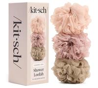 Kitsch Shower Loofah - Soft Mesh Body Scrubber & Bath Sponge for Daily Gentle Cleansing - Durable Loofah for Men and Women with Hanging Loop, Eco-Friendly, 100% PCR Material - 3pc Set, Ballet