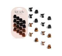 Kitsch Small Hair Clips for Women, Recycled Plastic Small Claw Clips & Mini Claw Clips for Hair, Mini Hair Clips for Thin Hair, Tiny Jaw Clip for Hair, 16 pcs (Tortoise & Black)