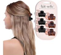 Kitsch Small Hair Clips for Women - Stays In Place Without Pulling or Snagging | Durable Plastic, Sturdy Small Claw Clips - Black & Tortoise, 6 Pcs